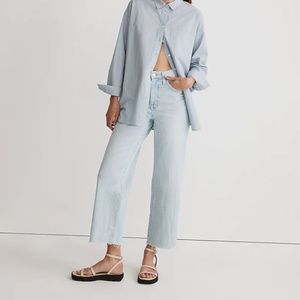 NEW Madewell The Perfect Vintage Raw Hem Wide Leg Crop Jean Light Wash Sz 27